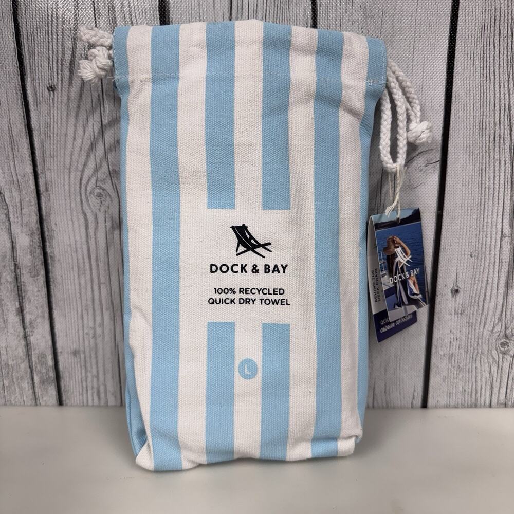 Dock & Bay 100% Recycled Quick Dry Towel 65" X 35" Blue & White - NEW